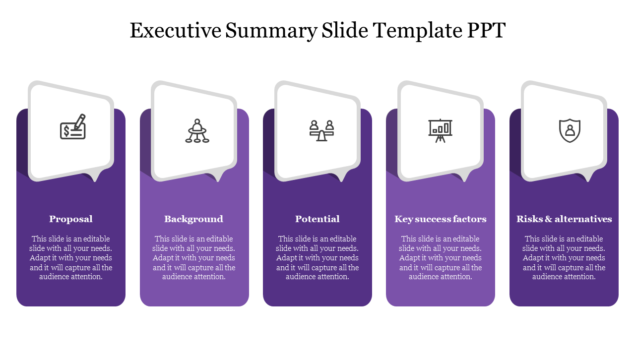 executive summary slide template ppt-Purple